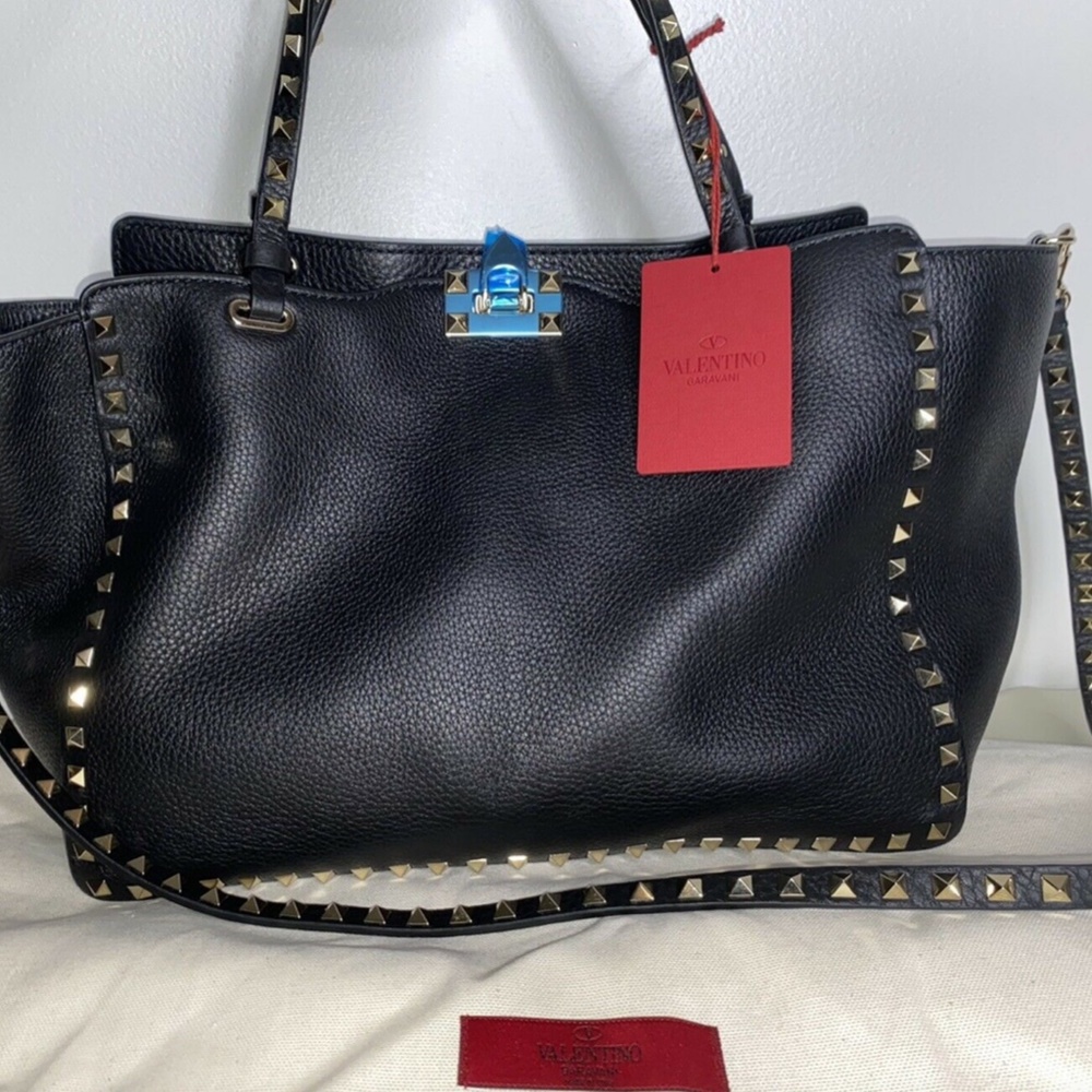 VALENTINO GARAVANI Medium Grain Leather Rockstud Tote Bag *Brand New* - Picture 4 of 12